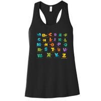 Dinosaurs Alphabet ABC Dino Identification Women's Racerback Tank