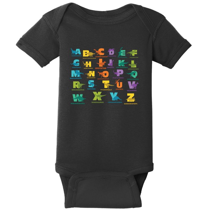 Dinosaurs Alphabet ABC Dino Identification Baby Bodysuit