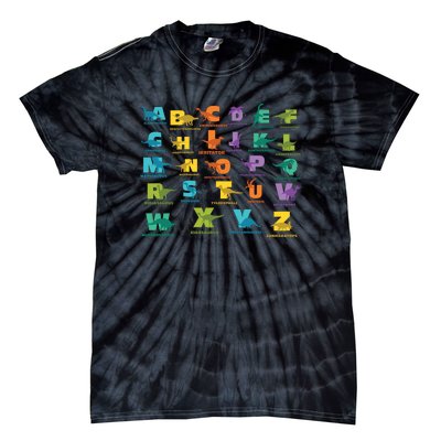 Dinosaurs Alphabet ABC Dino Identification Tie-Dye T-Shirt