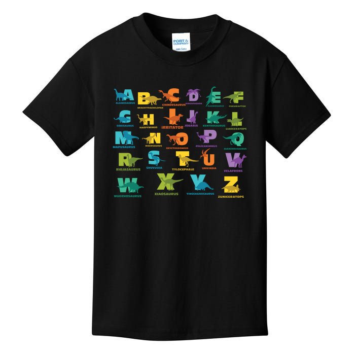 Dinosaurs Alphabet ABC Dino Identification Kids T-Shirt