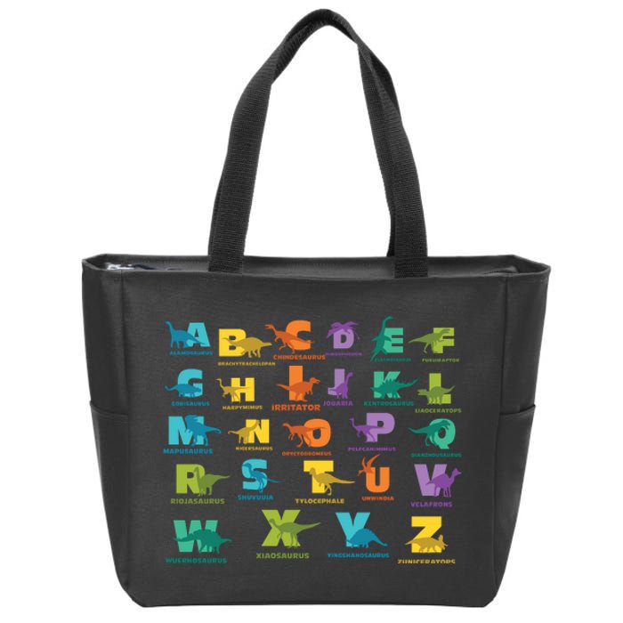 Dinosaurs Alphabet ABC Dino Identification Zip Tote Bag