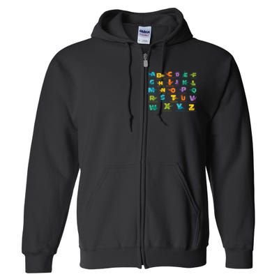 Dinosaurs Alphabet ABC Dino Identification Full Zip Hoodie