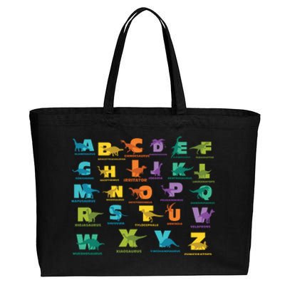 Dinosaurs Alphabet ABC Dino Identification Cotton Canvas Jumbo Tote