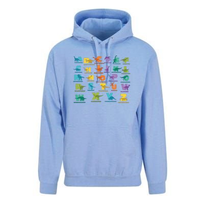 Dinosaurs Alphabet ABC Dino Identification Unisex Surf Hoodie