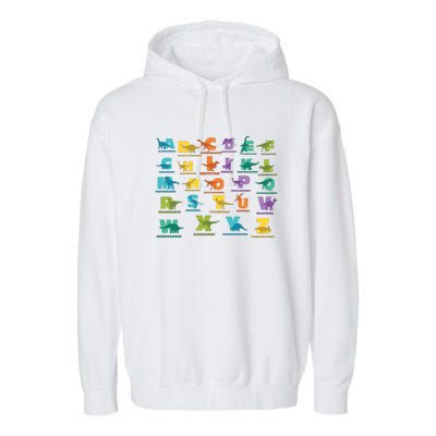 Dinosaurs Alphabet ABC Dino Identification Garment-Dyed Fleece Hoodie