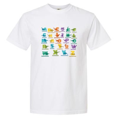 Dinosaurs Alphabet ABC Dino Identification Garment-Dyed Heavyweight T-Shirt