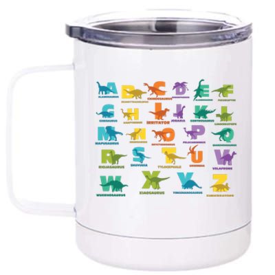 Dinosaurs Alphabet ABC Dino Identification 12 oz Stainless Steel Tumbler Cup