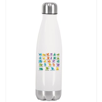 Dinosaurs Alphabet ABC Dino Identification Stainless Steel Insulated Water Bottle