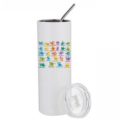 Dinosaurs Alphabet ABC Dino Identification Stainless Steel Tumbler