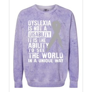 Dyslexia Awareness Ability See World Unique Not Disability Gift Colorblast Crewneck Sweatshirt