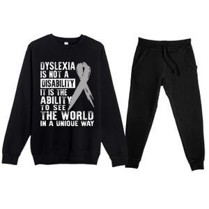 Dyslexia Awareness Ability See World Unique Not Disability Gift Premium Crewneck Sweatsuit Set