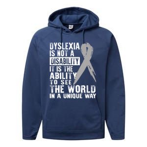 Dyslexia Awareness Ability See World Unique Not Disability Gift Performance Fleece Hoodie