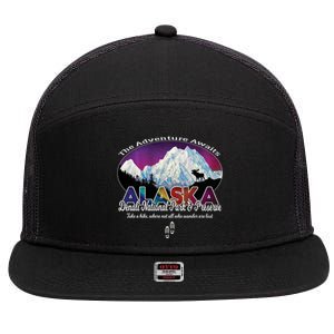 Denali Alaska Aurora Borealis National Park Hiker Souvenir Cute Gift 7 Panel Mesh Trucker Snapback Hat