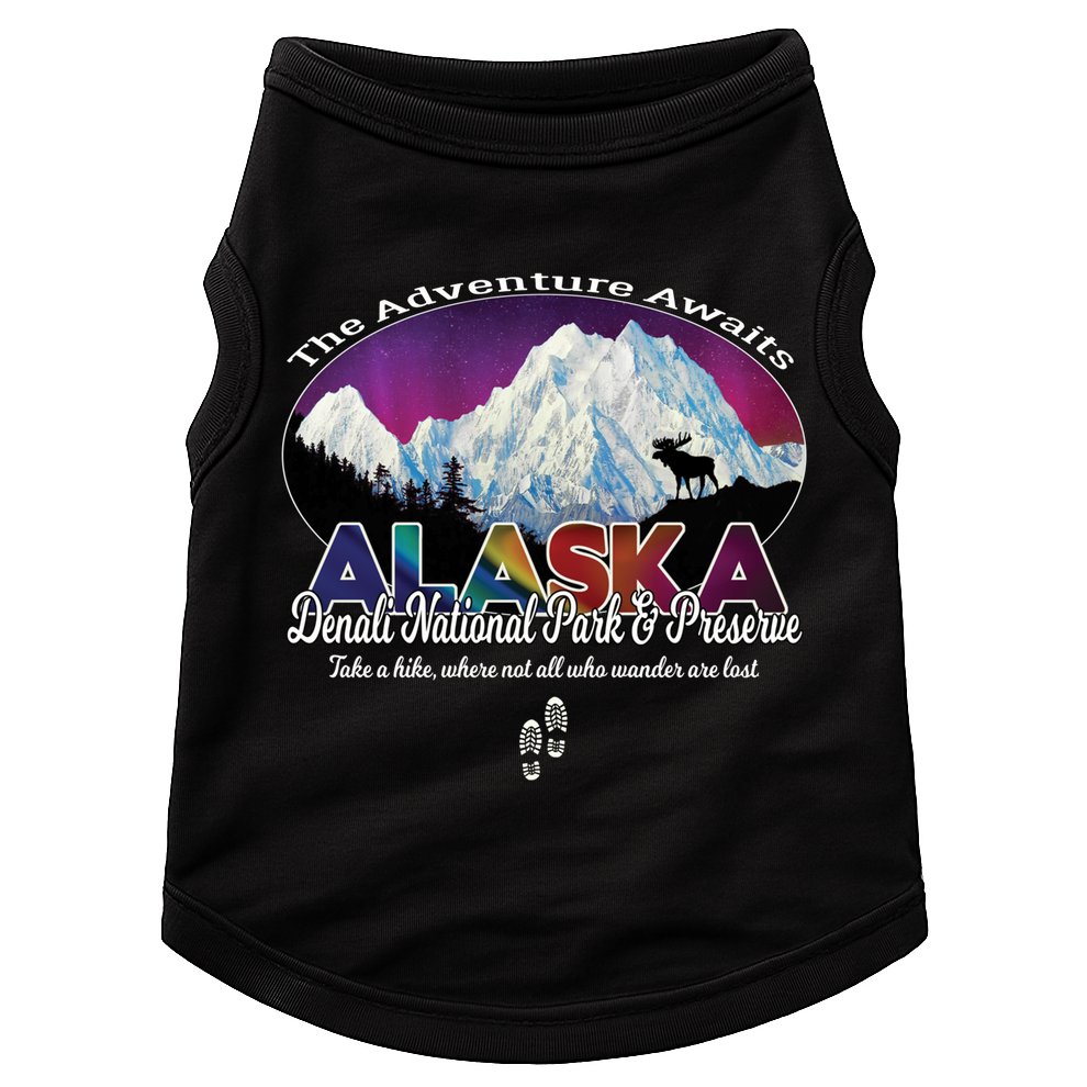 Denali Alaska Aurora Borealis National Park Hiker Souvenir Cute Gift Doggie Tank