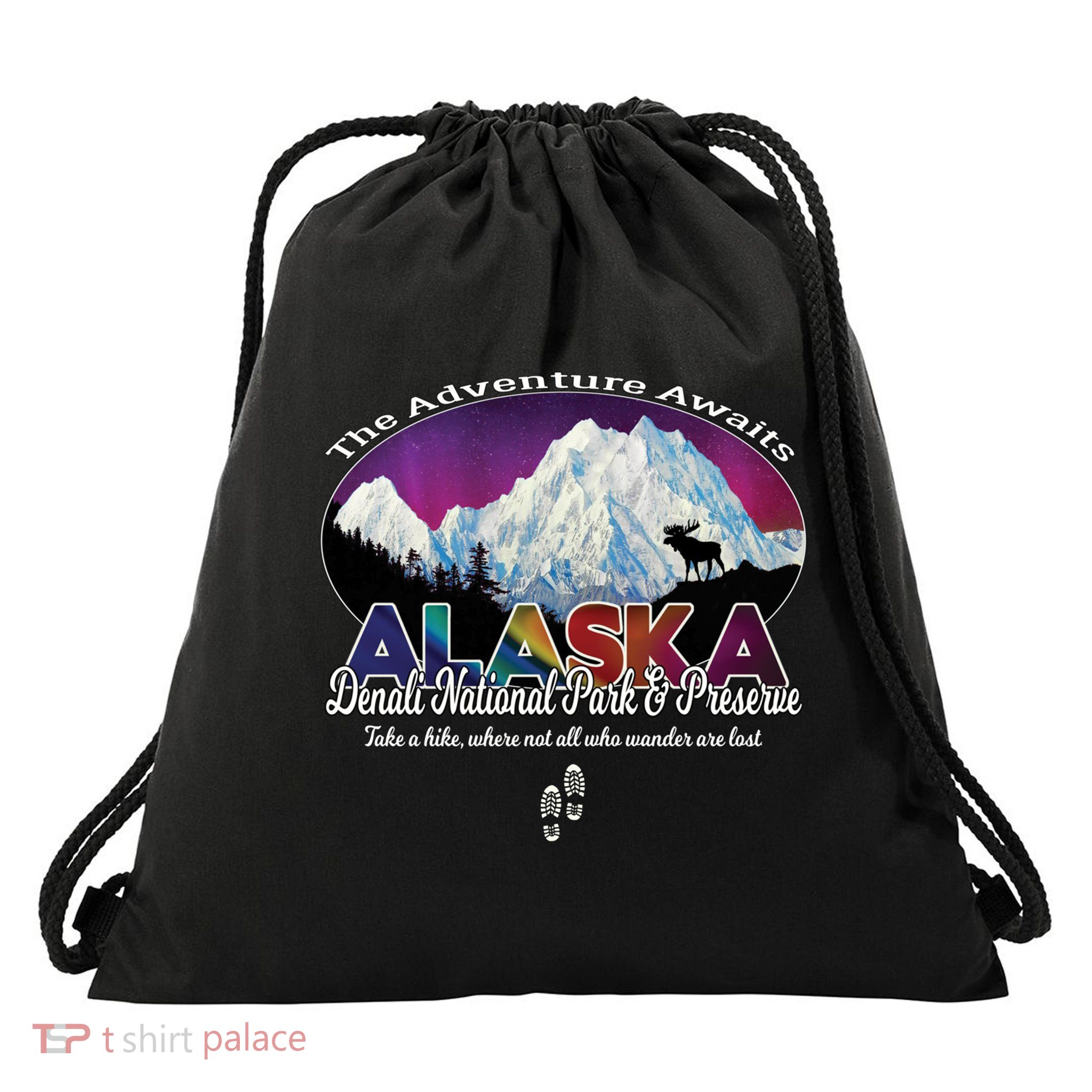 Denali Alaska Aurora Borealis National Park Hiker Souvenir Cute Gift Drawstring Bag