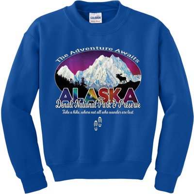 Denali Alaska Aurora Borealis National Park Hiker Souvenir Cute Gift Kids Sweatshirt