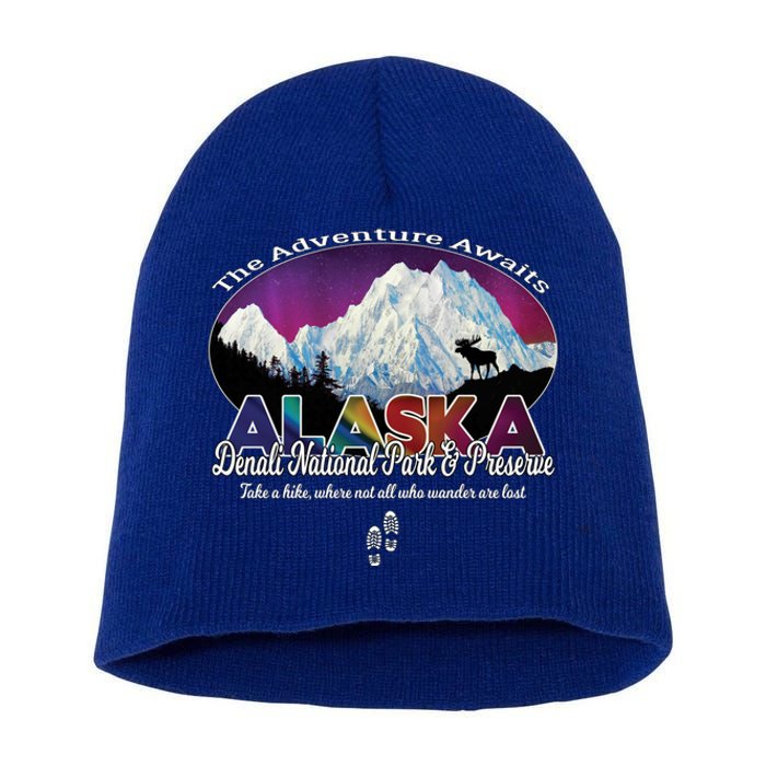 Denali Alaska Aurora Borealis National Park Hiker Souvenir Cute Gift Short Acrylic Beanie