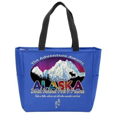 Denali Alaska Aurora Borealis National Park Hiker Souvenir Cute Gift Zip Tote Bag