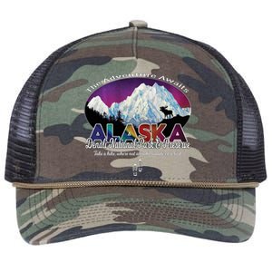 Denali Alaska Aurora Borealis National Park Hiker Souvenir Cute Gift Retro Rope Trucker Hat Cap