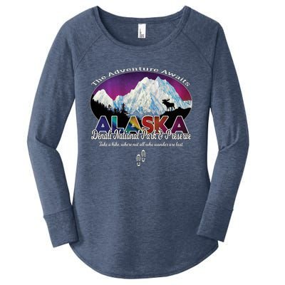 Denali Alaska Aurora Borealis National Park Hiker Souvenir Cute Gift Women's Perfect Tri Tunic Long Sleeve Shirt