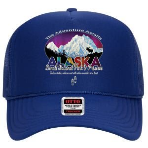 Denali Alaska Aurora Borealis National Park Hiker Souvenir Cute Gift High Crown Mesh Back Trucker Hat