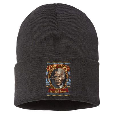 Destroying America Again Same Circus Just Different Clown Sustainable Knit Beanie