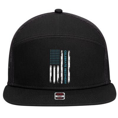 Drug Alcohol Addiction Recovery Celebrate Recovery Usa Flag 7 Panel Mesh Trucker Snapback Hat