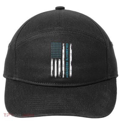 Drug Alcohol Addiction Recovery Celebrate Recovery Usa Flag 7-Panel Snapback Hat
