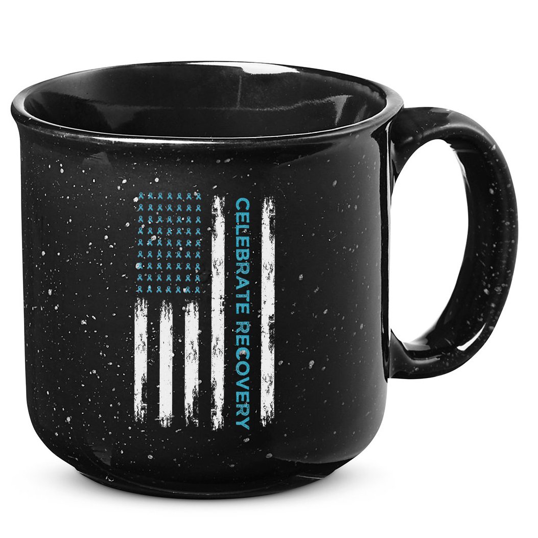 Drug Alcohol Addiction Recovery Celebrate Recovery Usa Flag 15oz Campfire Ceramic Mug