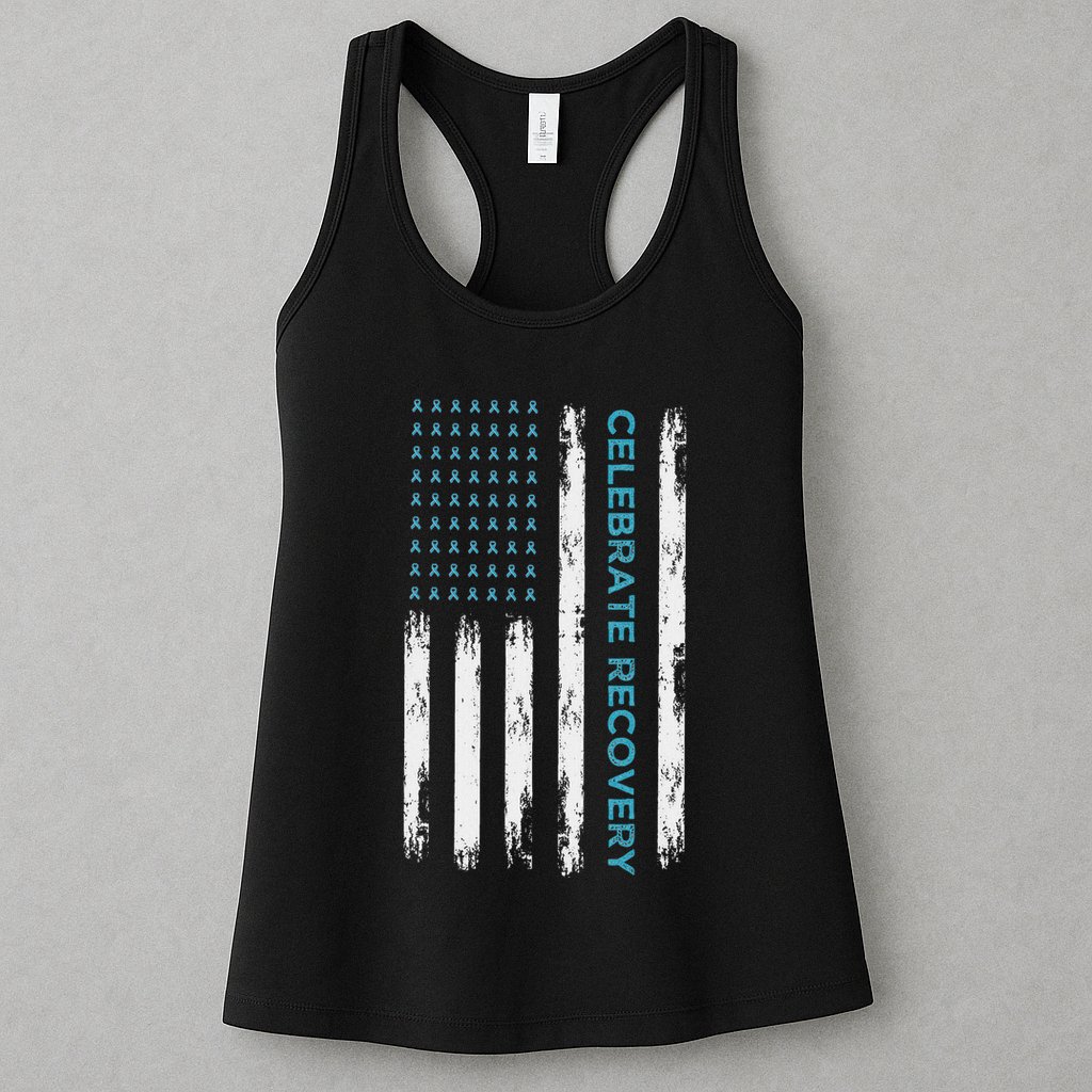 Drug Alcohol Addiction Recovery Celebrate Recovery Usa Flag Womens Tank Top