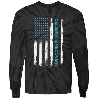 Drug Alcohol Addiction Recovery Celebrate Recovery Usa Flag Tie-Dye Long Sleeve Shirt