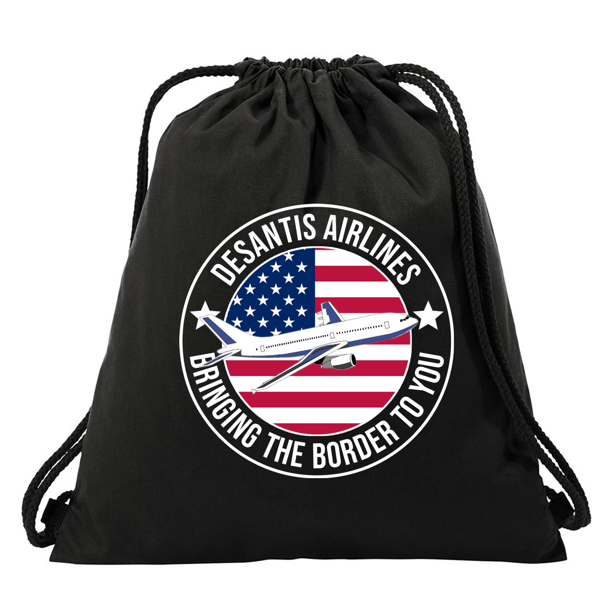 Desantis Airlines American Flag Political Drawstring Bag