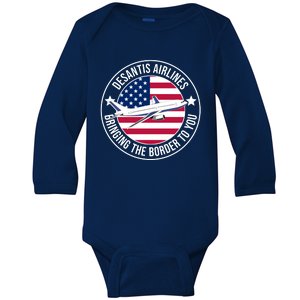 Desantis Airlines American Flag Political Baby Long Sleeve Bodysuit