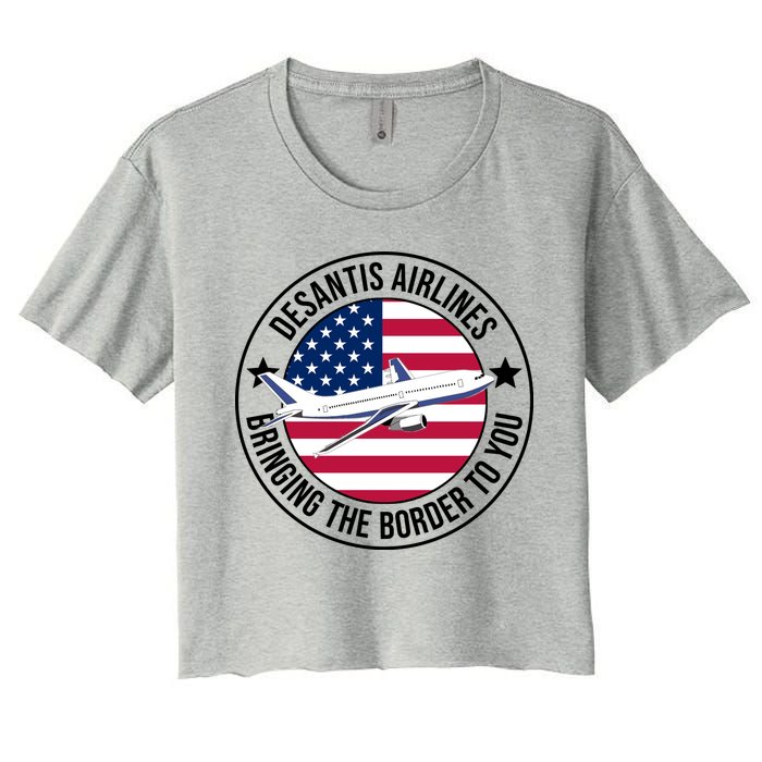 Desantis Airlines American Flag Political Women's Crop Top Tee