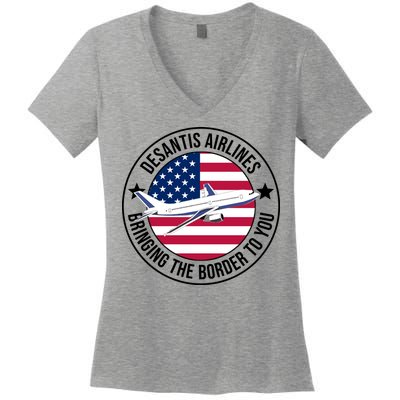Desantis Airlines American Flag Political Women's V-Neck T-Shirt