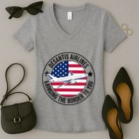 Desantis Airlines American Flag Political Women's V-Neck T-Shirt