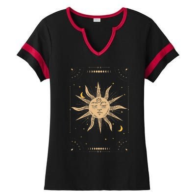 Dark Academia Aesthetic Light Academia Sun And Moon Tarot Ladies Halftime Notch Neck Tee