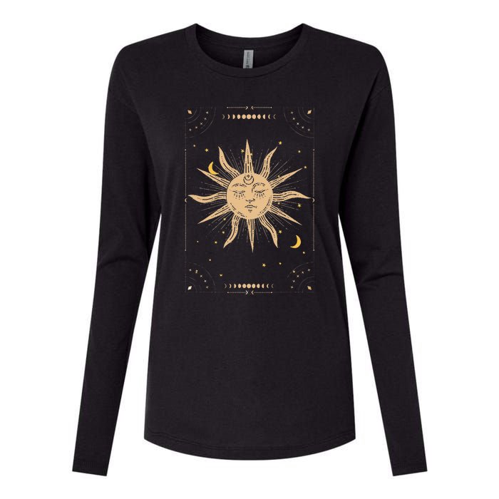 Dark Academia Aesthetic Light Academia Sun And Moon Tarot Womens Cotton Relaxed Long Sleeve T-Shirt