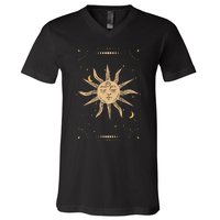 Dark Academia Aesthetic Light Academia Sun And Moon Tarot V-Neck T-Shirt