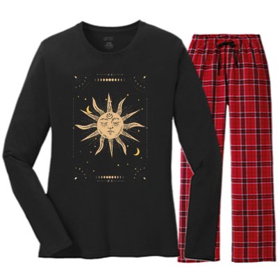 Dark Academia Aesthetic Light Academia Sun And Moon Tarot Women's Long Sleeve Flannel Pajama Set 