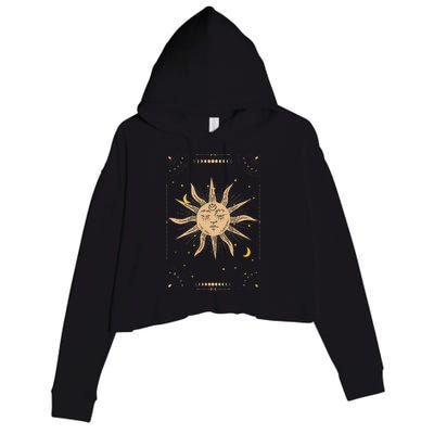 Dark Academia Aesthetic Light Academia Sun And Moon Tarot Crop Fleece Hoodie