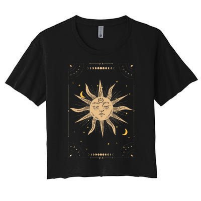 Dark Academia Aesthetic Light Academia Sun And Moon Tarot Women's Crop Top Tee