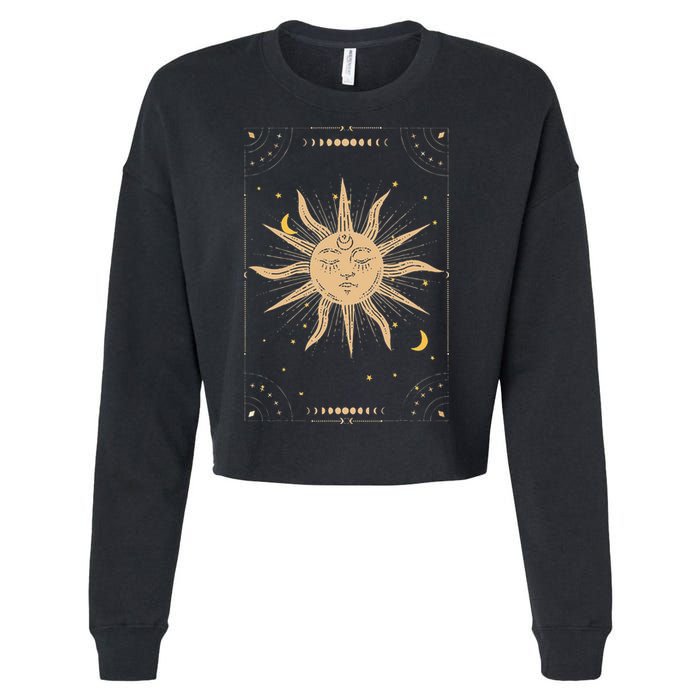 Dark Academia Aesthetic Light Academia Sun And Moon Tarot Cropped Pullover Crew