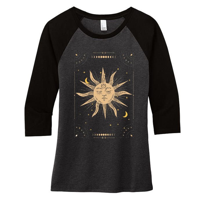 Dark Academia Aesthetic Light Academia Sun And Moon Tarot Women's Tri-Blend 3/4-Sleeve Raglan Shirt