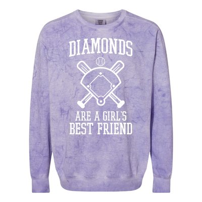 Diamonds Are A Girls Best Friend Funny Baseball Colorblast Crewneck Sweatshirt