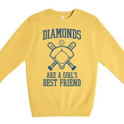 Diamonds Are A Girls Best Friend Funny Baseball Premium Crewneck Sweatshirt