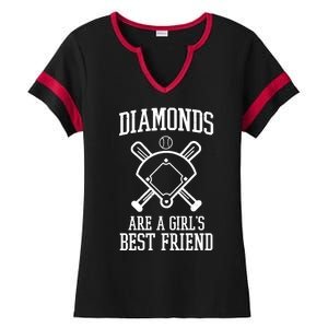 Diamonds Are A Girls Best Friend Funny Baseball Ladies Halftime Notch Neck Tee