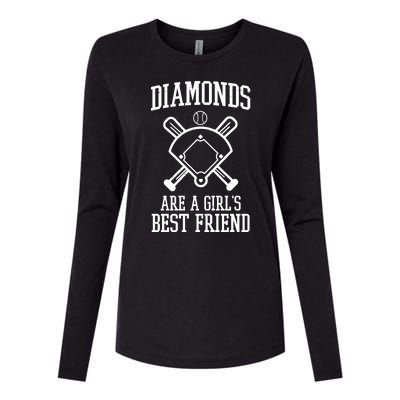 Diamonds Are A Girls Best Friend Funny Baseball Womens Cotton Relaxed Long Sleeve T-Shirt