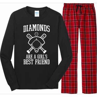 Diamonds Are A Girls Best Friend Funny Baseball Long Sleeve Pajama Set