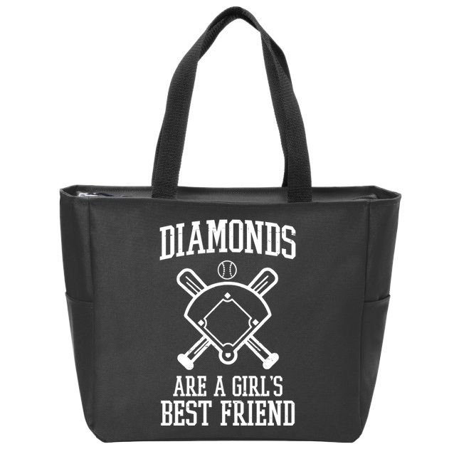 Diamonds Are A Girls Best Friend Funny Baseball Zip Tote Bag